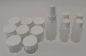 Neu Gemischte Menge 13 Klar Kunststoff Leere 1&2oz Flaschen Behälter mit Schraubdeckel - Bild 1 von 5