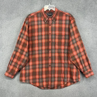 Brooks Brothers Shirt Mens XL Orange Brown Plaid Flannel Button Down Wool Blend - Image 1 of 4