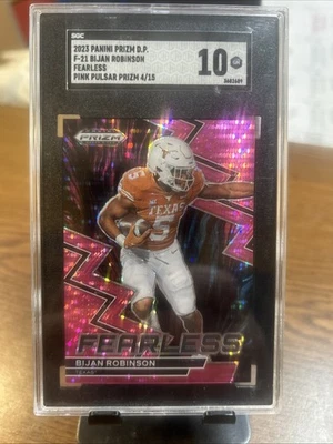 2023 Prizm Draft Picks Bijan Robinson Fearless Pink Pulsar /15 SGC 10 SSP RC - Image 1 of 4