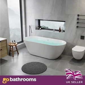 Modern White Freestanding Bath Double Ended Acrylic Bathtub 1700mm x 750mm - Picture 1 of 10