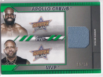 2021 Topps WWE Match-Up Relics Apollo Crews, MVP #MA-CP Green /50 - Image 1 of 2