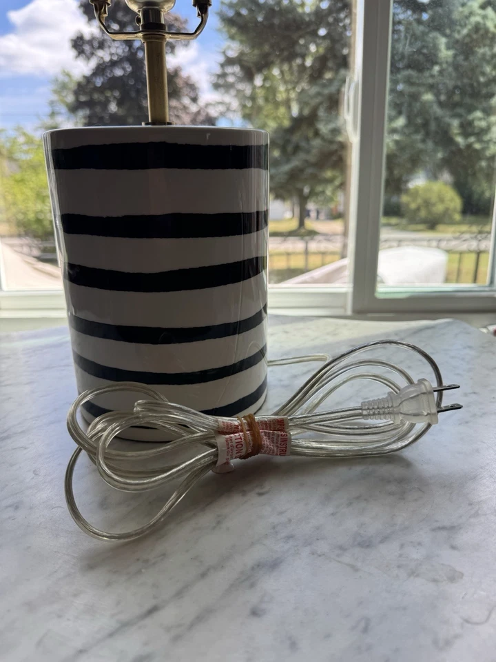 Kate Space Black And White Striped Lamp - Image 1 of 4