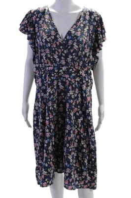 Vestido Rachel Rachel Roy para mujer estampado floral línea A azul marino talla 16 ancho Foto 1 de 4