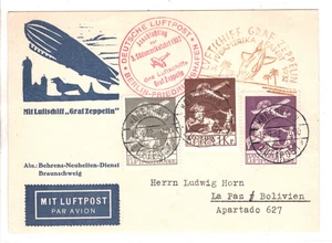 GRAF ZEPPELIN Art Card *DENMARK* Treaty Air 1932 3.SÜDAMERIKAFAHRT Bolivia KZ400 - Picture 1 of 14