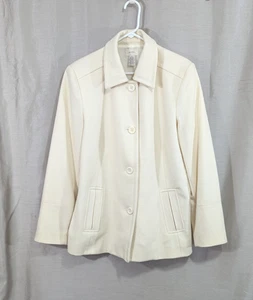 Merona Women's Wool Blend Fully Lined Winter White Cream Button Pea Coat Size XL - Picture 1 of 15