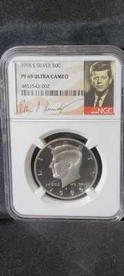1995 S NGC PF69 Ultra Cameo Silver Kennedy Half Dollar - Image 1 of 2