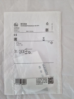 IFM IEK3002BBPKG/V2A/US-104 (IE5304) M8, PNP NO, V2A, M12 Plug, Inductive Sensor - Image 1 of 2