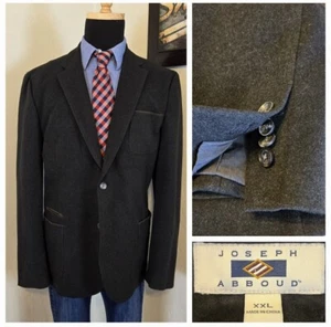 Abboud Flannel Tweed Blazer Sport Coat XXL 46-48 Unstuctured Elbow Patch Surgeon - Picture 1 of 21