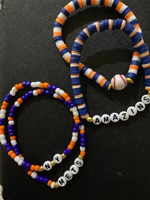 Conjunto de pulsera de béisbol de 4 piezas de los New York Mets para hombre - encanto de béisbol - NY Amazins Foto 1 de 2