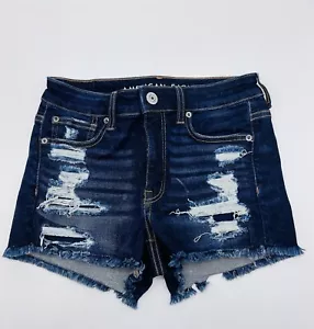 AMERICAN EAGLE OUTFITTERS JEANS PANTALONCINI DENIM ELASTICIZZATO TAGLIA 2 DONNA INVECCHIATO - Foto 1 di 10