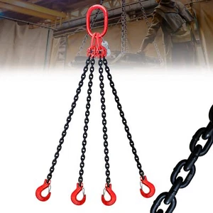 3 Ton 4 Leg Chain Sling, G80 Alloy Steel 4 Way Chain Slings Quadruple Leg Slings - Picture 1 of 13
