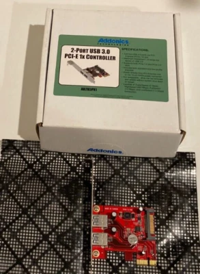 Addonics PCI-E USB 3.0 Card D108-2-10B HALF Height AD2U3PX1 - Image 1 of 4