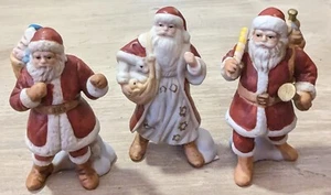 Vtg Set 3 Santa Figure Brinn's Ceramic St Nick Father Christmas Decor 5" Taiwan - Picture 1 of 6