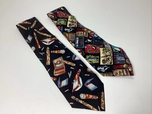 2 Cigar, Tobacco, Pipe Smoking Themed Men's Ties  56" X 4". Nicole Miller, Roffe - Picture 1 of 5