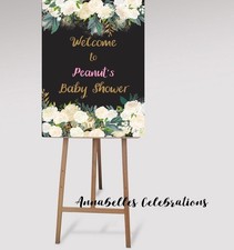 Baby Shower Welcome Print - Personalised for your Celebration Floral Pink Gold