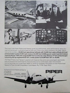 9/1970 PUB CSE PIPER PRESSURIZED NAVAJO AIRCRAFT AVION FLUGZEUG ORIGINAL AD - Imagen 1 de 1