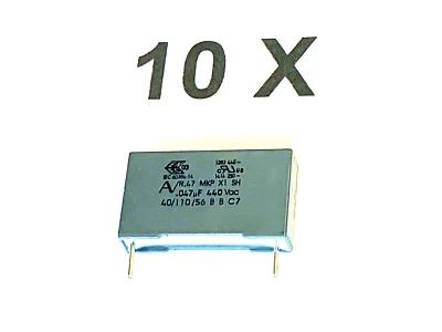 KEMET 47nF, 440V AC, 1000V DC, 0,047uF, MKP, X1, 10%, RM22,5, R474N247000A1K, 10 Stück