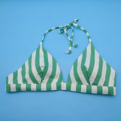 Top de bikini triángulo halter a rayas blancas verdes grandes de Victorias Secret Foto 1 de 4