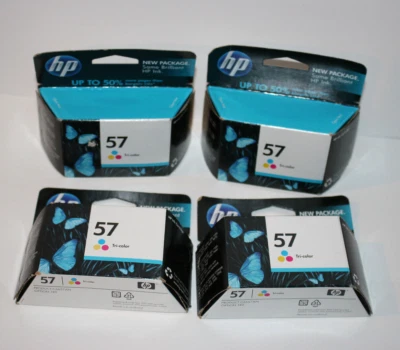 Lot of 4 Genuine HP 57 TriColor Printer Ink Cartridges EXP MARCH 2011 - Image 1 of 3