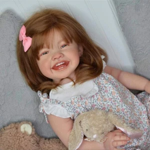 28'' Realistic Finished Reborn Baby Doll Hand-Rooted Hair Handmade Toddler Girl - Picture 1 of 4