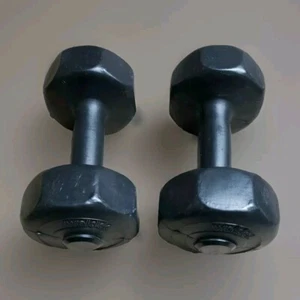 Set of 2 - 5 lb Weider Dumbells Weights (10 lbs Total) Black Urethane In VGC - Picture 1 of 5