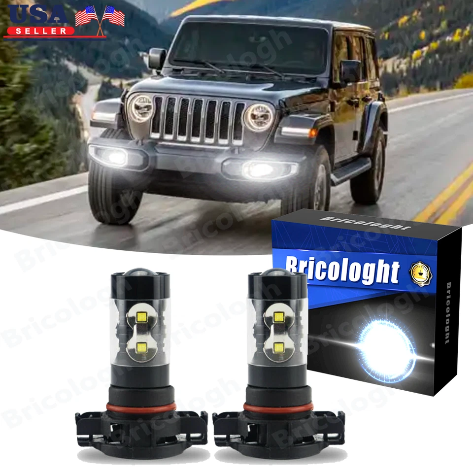 2x PSX24W 2504 xenón blanco LED bombillas antiniebla para Jeep Wrangler JK JL 2010-2019 Foto 1 de 4
