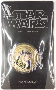 2011 NIUE GOLD PLATED GILT $1 COIN FEATURING STAR WARS HAN SOLO IN OGP - Picture 1 of 2