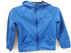 Nike Dri-Fit Boys Jacket Size XS Blue Zip Up Hooded Pockets Hole In Arm Sewed - Picture 1 of 13