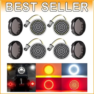 Super Bright 1157 LED Indicator Lights for Harley: Front & Rear Smoke Lens Kit - Picture 1 of 8