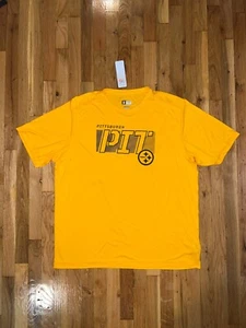 PITTSBURGH STEELERS NFL Team Apparel Yellow Mesh Short Sleeve T Shirt Adult 2XL - Picture 1 of 4