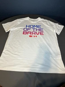 Under Armour Heatgear Men T-Shirt size XXL “Home Of The Brave” USA Flag NWOT  - Picture 1 of 8