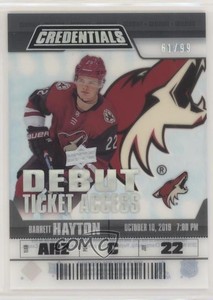 2019-20 Credentials Debut Ticket Access Acetate /99 Barrett Hayton Rookie RC