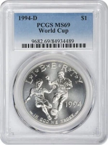 1994-D World Cup Silver Commemorative Dollar MS69 PCGS Mint State 69 - Picture 1 of 2