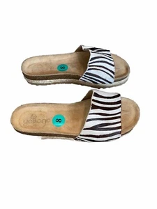 Yokono Calf Hair Zebra Print Slides Sandals - Picture 1 of 8