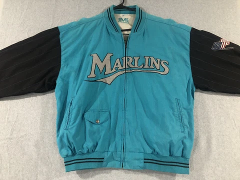 Vintage Florida Marlins Mirage Reversible Jacket XL Long Sleeve MLB 90s Stained Cover