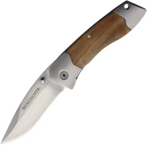 Winchester 3.0 Wood Handle Folding Pocket Knife + Pocket Clip 0306 - Picture 1 of 1