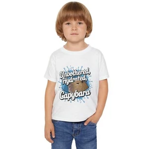 Cute Toddler T-Shirt, Unbothered Hydrated Capybara Tee, Kids Animal Shirt, Funny - Picture 1 of 10