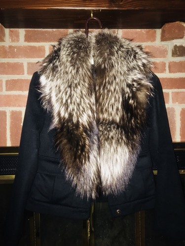 VERSACE Cappotto collare in pelliccia di volpe donna con diamante su etichetta