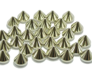 200 Silver Tone Metallic Rock Punk Acrylic Spike Taper Stud 8X8mm No Hole - Picture 1 of 6