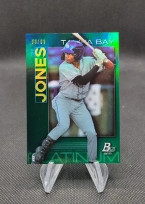 GREG JONES 2020 Bowman Platinum Baseball Green Parallel Card #'d /99! Rays - Image 1 of 3