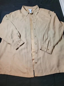 Avenue Top Womens Size 18/20 Tan Brown Button Up Shirt Faux Suede Shacket  - Picture 1 of 10