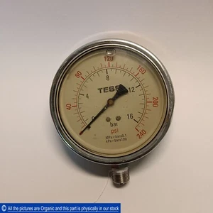 Tess Oil Filled Pressure Gauge 0-240 PSI 0-16 Bar ASME B40.100-1998 New - Picture 1 of 7
