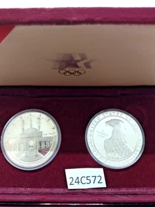Br2 24C572 1983 1984 Olympic Silver Dollar 2 Coin Proof Set 90% Silver - Picture 1 of 7