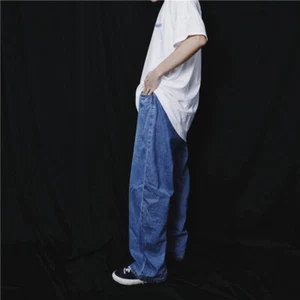 Men Pants Trousers Denim Jeans Loose Hip Hop Casual Rap Skateboard Retro Fashion - Picture 1 of 5