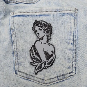Greek girl iron on reflective embroidered patch - Picture 1 of 4