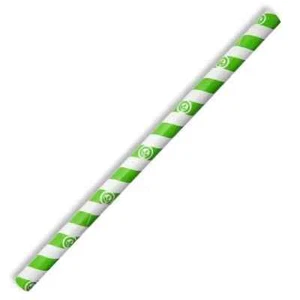 10mm Compostable Paper Straw Jumbo - Green Stripe 2400pcs - Picture 1 of 1