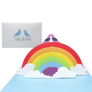 Tarjeta Pop Up Mrs. & Mrs. Tarjeta de boda 3D, invitación boda lésbica      - Imagen 1 de 6
