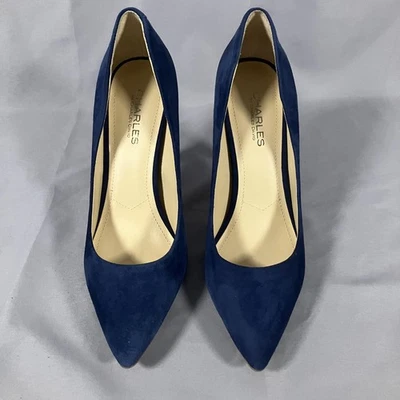 Zapatos de salón Charles By Charles David para mujer talla 8,5 azul gamuza tacón punta puntiaguda Foto 1 de 4