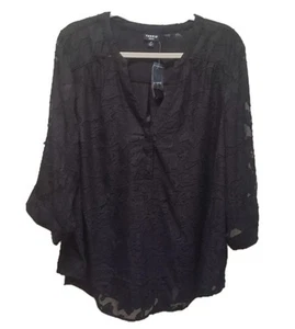 Torrid 3x Nuovo Harper Chiffon Clip Trasparente Floreale Nero Stravagante Strega Elegante Nuovo con etichette - Foto 1 di 12