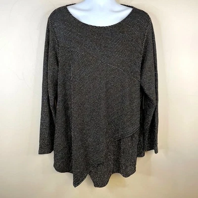 Blusa de festa Karen Kane nova com etiquetas feminina 3X preta assimétrica metálica feriado - Imagem 1 de 4